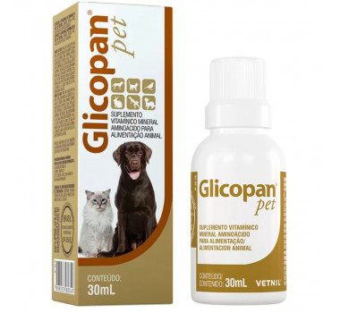 Suplemento Vitamínico Aminoácido Glicopan Pet Vetnil para Cães e Gatos - 30ml 