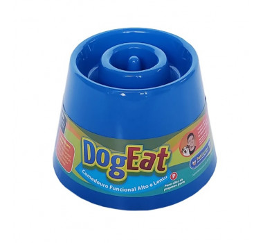 Comedouro Funcional Lento e Alto Azul Dog Eat PetGames para Cães - Tamanho P