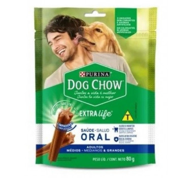 Petisco Dog Chow Extra Life Saúde Oral Purina para Cães de Médio e Grande Porte - 3 unidades