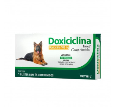 Antibiótico Doxiciclina 100mg Vetnil para Cães e Gatos - 14 comprimidos