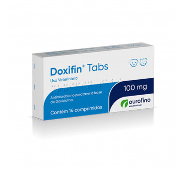 Antibiótico Doxifin Tabs 100mg Ourofino para Cães e Gatos - 14 comprimidos
