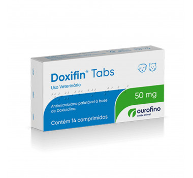Antibiótico Doxifin Tabs 50mg Ourofino para Cães e Gatos - 14 comprimidos