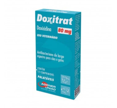 Antibiótico Doxitrat 80mg Agener União para Cães e Gatos - 12 comprimidos