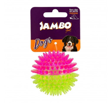Brinquedo Bola TPR Espinho Dual Rosa e Amarelo Jambo para Cães - Média