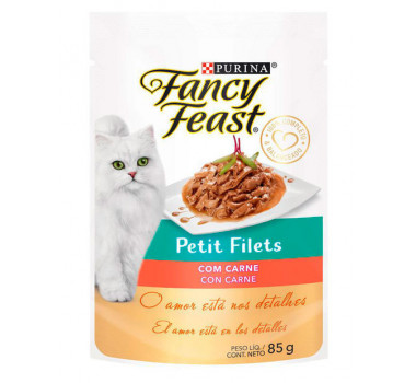 Alimento Úmido Sachê Fancy Feast Petit Filets Carne Purina para Gatos - 85g