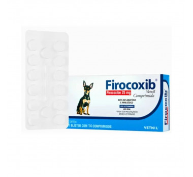 Analgésico e Anti-Inflamatório Firocoxib 25mg Vetnil para Cães e Gatos - 14 comprimidos