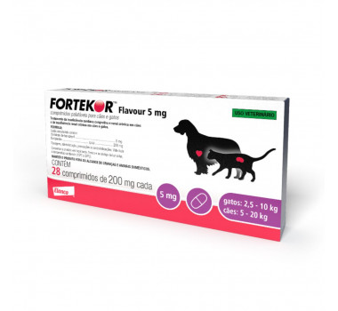 Tratamento para Insuficiências Fortekor 5 Elanco para Cães e Gatos - 28 comprimidos