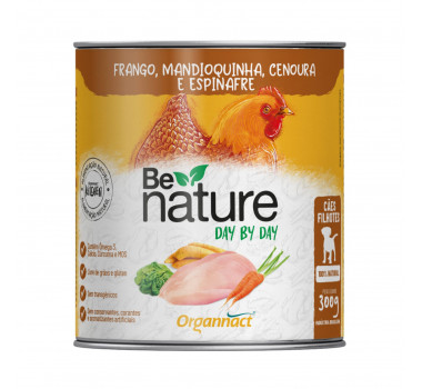 Alimento Úmido Natural Organnact Be Nature Day By Day para Cães Filhotes sabor Frango, Mandioquinha, Cenoura e Espinafre -  300g