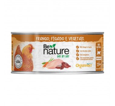 Alimento Úmido Natural Lata Organnact Be Nature para Gatos Filhotes sabor Frango, Fígado e Vegetais - 120g
