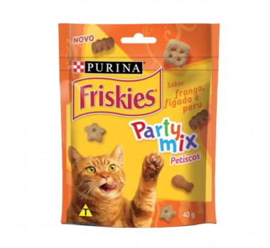 Petisco Friskies Party Mix Frango, Fígado e Peru Purina para Gatos - 40g
