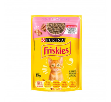 Alimento Úmido Sachê Friskies Carne ao Molho Purina para Gatos Filhotes - 85g