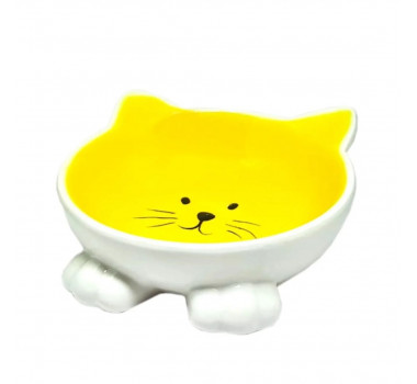 Comedouro Porcelana Gato Amarelo The Pet's Brasil para Gatos