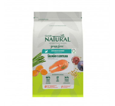 Ração Seca Guabi Natural Grain Free Salmão e Lentilha para Gatos Castrados - 1,5Kg