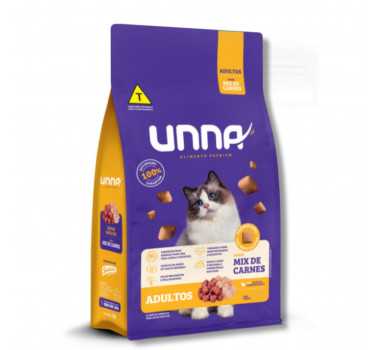 Ração Seca Unna Mix de Carnes para Gatos Adultos - 1kg