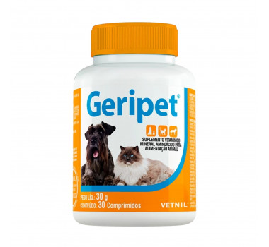 Suplemento Geripet Vetnil para Cães e Gatos Idosos - 30 comprimidos