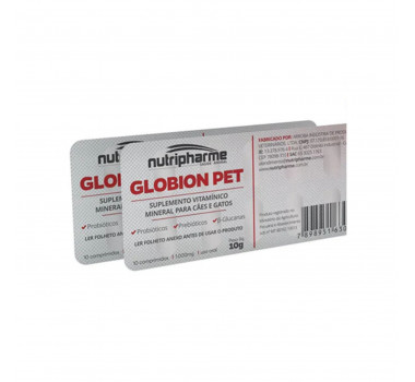 Suplemento Globion Pet Nutripharme para Cães e Gatos - 10 comprimidos