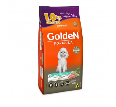Ração Seca Golden Fórmula Frango e Arroz para Cães Adultos Porte Pequeno - 14kg + 1kg