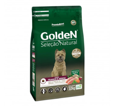 Ração Seca Golden Seleção Natural para Cães Sênior Porte Pequeno Frango & Arroz - 3kg