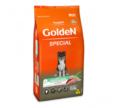 Ração Seca Golden Special Frango e Carne para Cães Filhotes Porte Pequeno - 15Kg