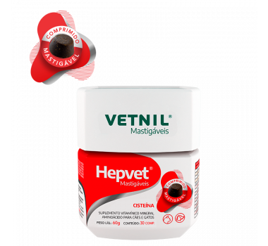 Suplemento Vitamínico Vetnil Hepvet Mastigáveis para cães e gatos - 30cp