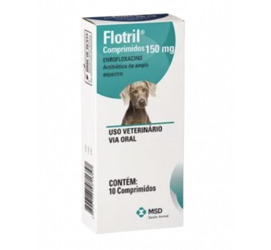 Antibiótico Flotril Enrofloxacino MSD 150mg para Cães e Gatos - 10 comprimidos