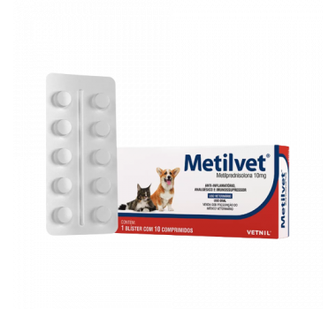 Anti-inflamatório Metilvet 10mg Vetnil para Cães e Gatos - 10 comprimidos