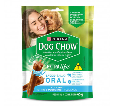 Petisco Dog Chow Extra Life Saúde Oral Purina para Cães de Mini e Pequeno Porte - 3 unidades