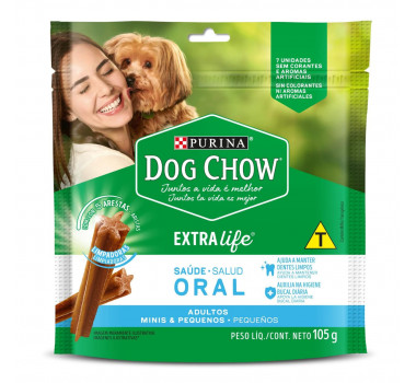 Petisco Dog Chow Extra Life Saúde Oral Purina para Cães de Mini e Pequeno Porte - 7 unidades