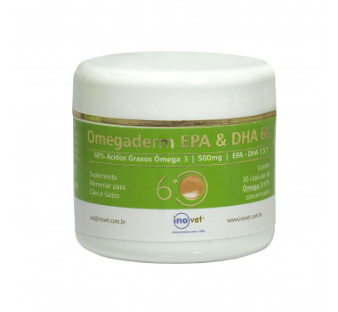 Suplemento Omegaderm 60% 500mg EPA&DHA Inovet para Cães e Gatos - 30 cápsulas