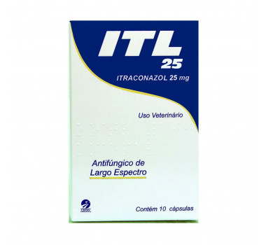 Antifúngico ITL Itraconazol 25mg Cepav para Cães e Gatos - 10 cápsulas