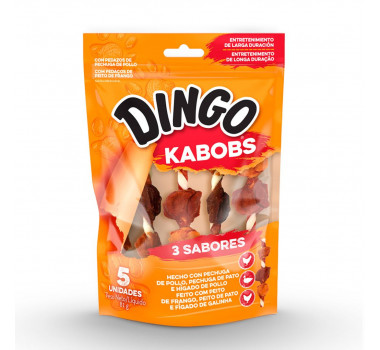 Petisco Dingo Kabobs 3 Sabores para Cães - 5 unidades