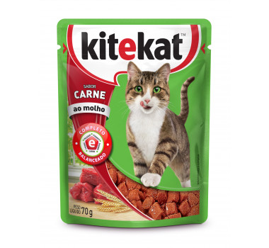 Ração Úmida Sachê KiteKat Carne ao Molho Mars para Gatos - 70g