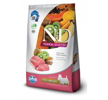 Ração Seca N&D Tropical Adult Mini Breeds Suíno Farmina para Cães Adultos Raças Pequenas - 2Kg + 500g