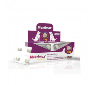 Ivermectina Mectimax 12mg Agener União para Cães e Gatos - 4 comprimidos