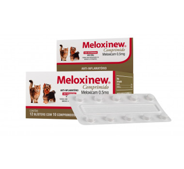 Anti-Inflamatório Meloxinew Vetnil 0,5mg para Cães e Gatos - 10 comprimidos