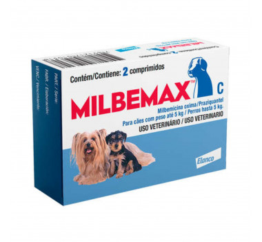 Vermífugo Milbemax Elanco para Cães até 5Kg - 2 Comprimidos