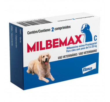 Vermífugo Milbemax Elanco para Cães de 5 a 25Kg - 2 Comprimidos