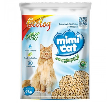 Granulado Higiênico de Madeira Mimi Cat para Gatos - 4Kg