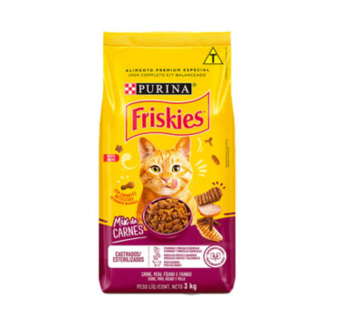 Ração Seca Friskies Mix de Carnes para Gatos Castrados - 3 kg