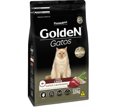 Ração Seca Golden para Gatos Castrados Carne - 3kg