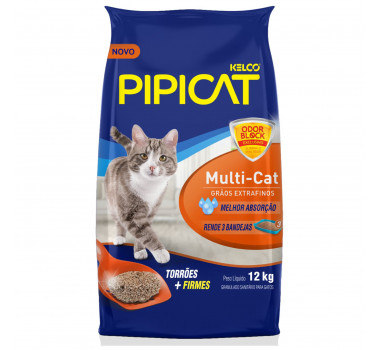 Granulado Sanitário Pipicat Multi-Cat Kelco para Gatos - 12Kg