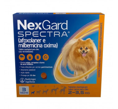 Antipulgas e Carrapatos Nexgard Spectra para Cães de 2-3,5kg - 3 Tabletes