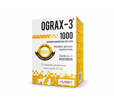 Suplemento Ograx-3 1000mg Avert para Cães e Gatos - 30 cápsulas