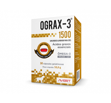 Suplemento Ograx-3 1500mg Avert para Cães e Gatos - 30 cápsulas