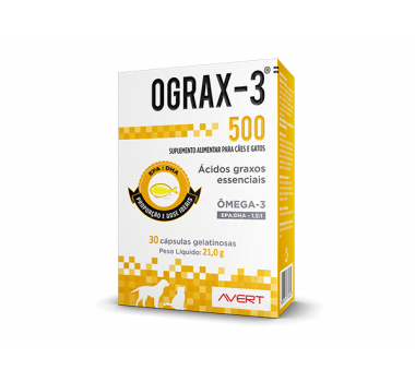 Suplemento Ograx-3 500mg Avert para Cães e Gatos - 30 cápsulas