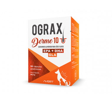 Suplemento Ograx Derme 10 Avert para Cães e Gatos - 30 cápsulas