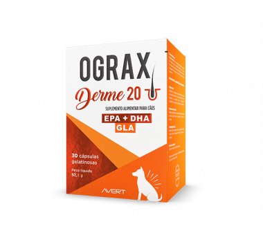 Suplemento Ograx Derme 20 Avert para Cães e Gatos - 30 cápsulas