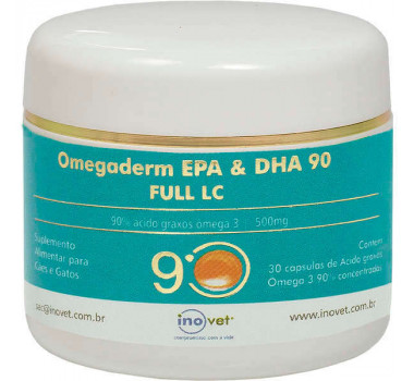 Suplemento Omegaderm 90% 500mg EPA&DHA Inovet para Cães e Gatos - 30 cápsulas