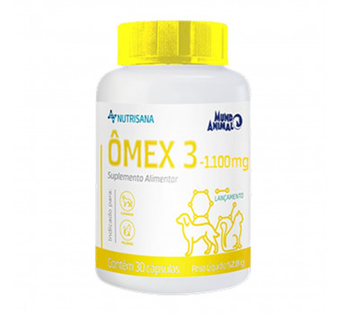 Suplemento Nutrisana Ômex 3 1100 mg Mundo Animal para Cães e Gatos - 30 Cápsulas 