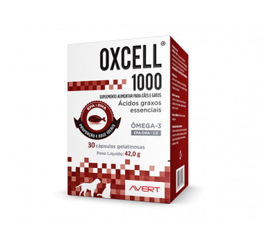 Suplemento Oxcell 1000mg Avert para Cães e Gatos - 30 cápsulas